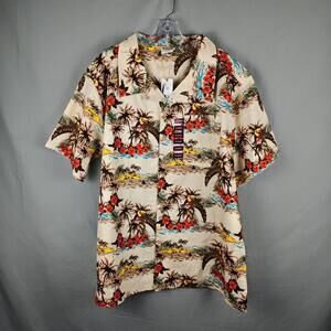 Barefoot In Paradise Shirt Mens XL Beige Hawaiian Aloha Tropical Toucan NWT